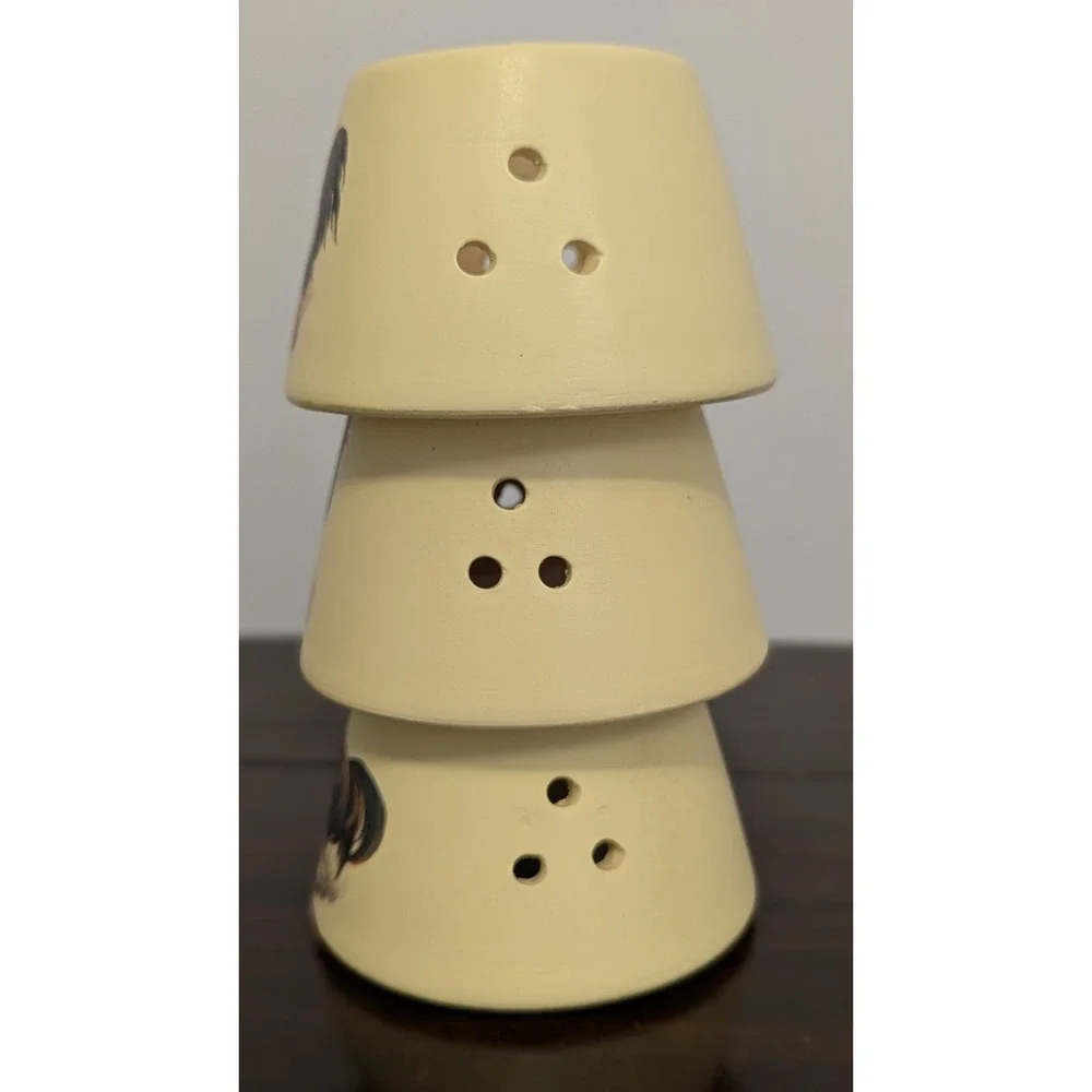 Set of 3 Rooster Ceramic Candle Shades Farmhouse Country Votive Tealight Covers